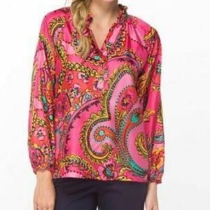 Lilly Pulitzer Follow the Pink Road Elsa Silk Top